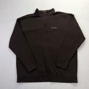 Columbia Mens XXL Brown Quarter Zip Pullover Fleece Lined Sweatshirt Mock Neck
